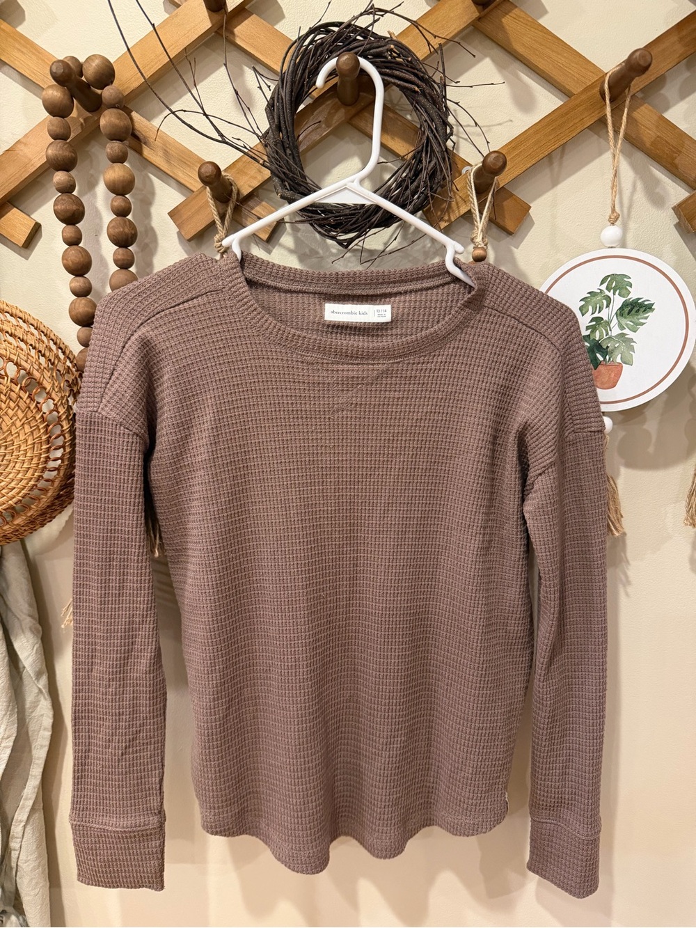 abercrombie kids Mauve Waffle Knit Long-Sleeve Crew